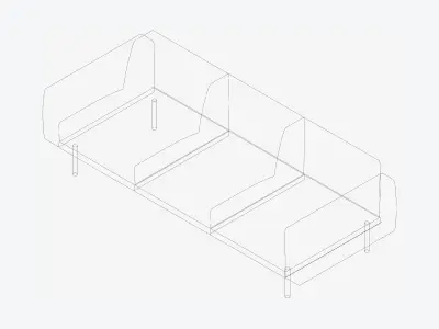 Seat - Sofa - Simplicity - Triple Low-poly 3D model