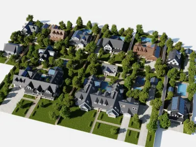 Modular Classic Style American Large 10 House pack with creation tool 3D model