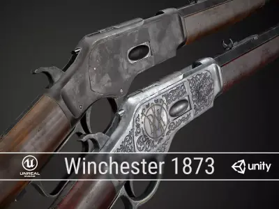 PBR Winchester 1873 Low-poly 3D model