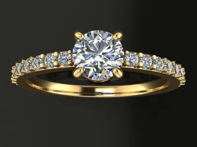Solitaire Diamond Low Profile Engagement Ring 3D print model
