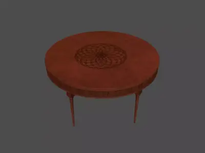 Vintage Round Wooden Table Classic Decorative Furniture Asset Low-poly 3D model