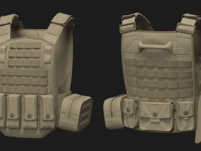 3 Tactical vest pack  Marvelous Designer project 3D model