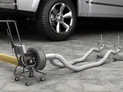  Adjustable Car Exhaust Suction Hose Yellow Rigged for Cinema 4D 