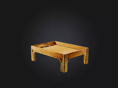 Bamboo tray table Low-poly 3D model