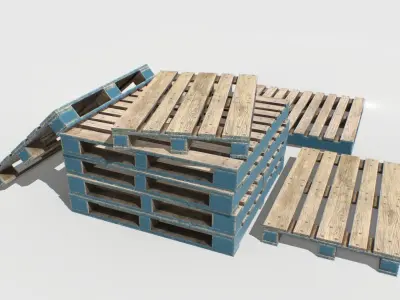 Industrial Wooden Pallet 1 PBR  Low-poly 3D model