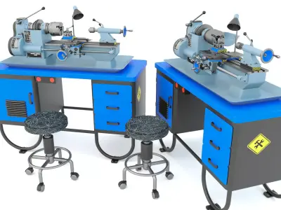 MN-80A Industrial desktop lathe machine tool 3D model