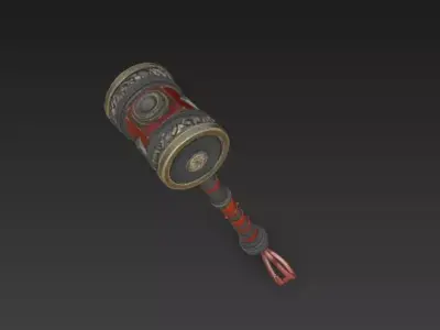 Fantasy War Hammer 3D Model - Ornamental Medieval Weapon Asset 3D model