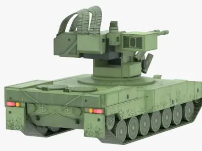 Self-Propelled Anti Aircraft Gun Vehicle Military Army Game Low-poly 3D model
