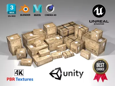 Wooden Crates MEGA PACK with PBR 4K
