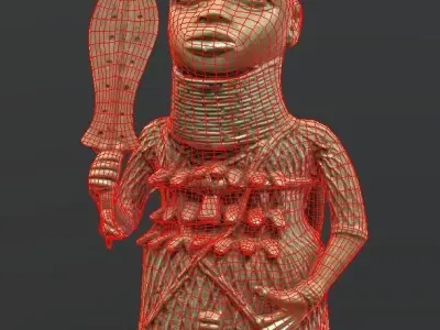 Oba of Benin Statue Low-poly 3D model