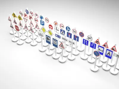 Lego Toy Road Signs Set 3D model