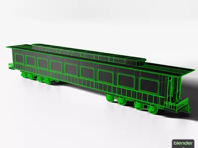 Victorian Passenger Train Carriage Low-poly 3D model