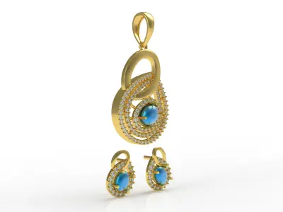 Diamond Pendant Set 21 3D print model