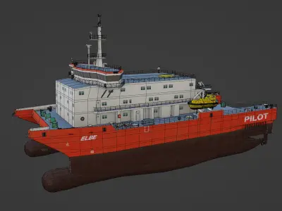 Elbe pilot station vessel 3D Low-poly 3D model