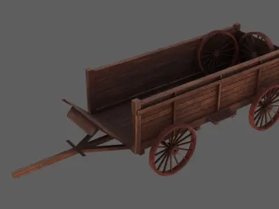 Wooden Cart 3D Model 3D model