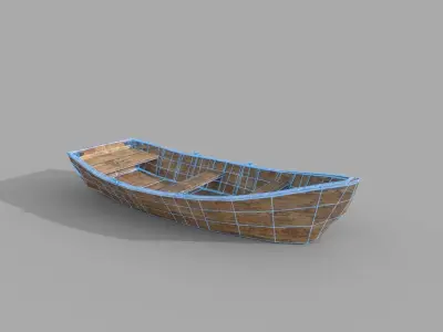 Classic wood Boat Low-poly 3D model