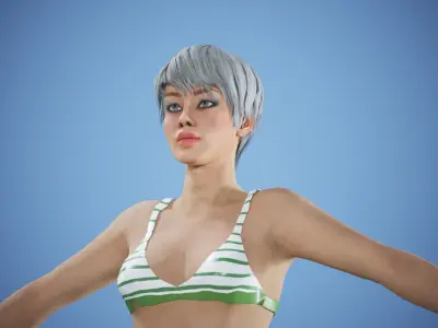 game rigged girl kareena Low-poly 3D model