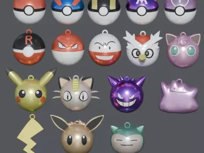 Pokemon Christmas balls decorations 3D print model