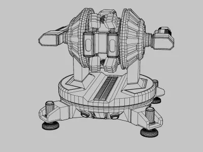 Sci-Fi Turret Low-poly 3D model