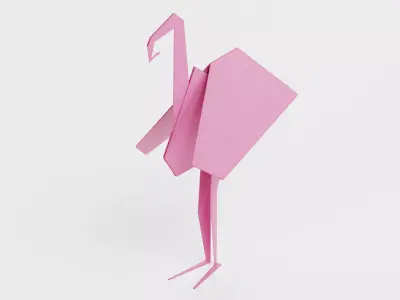 Paper Flamingo Low-poly 3D model