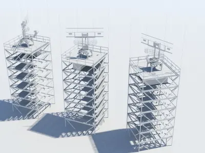 Airport Rotating Radar Tower Antenna  Low-poly 3D model