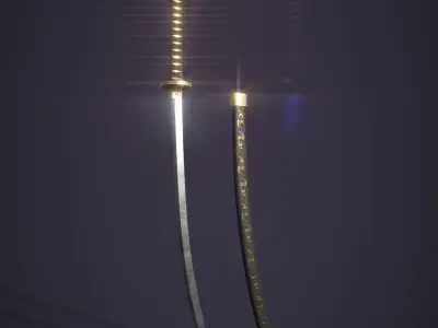 Katana Low-poly 3D model 13