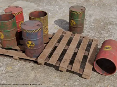 Toxic barrel - 2K Textures Maps 3D model
