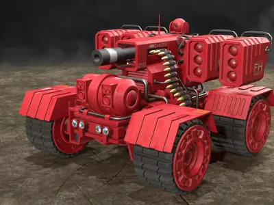 UGV Concept-3-Red-Clean Low-poly 3D model
