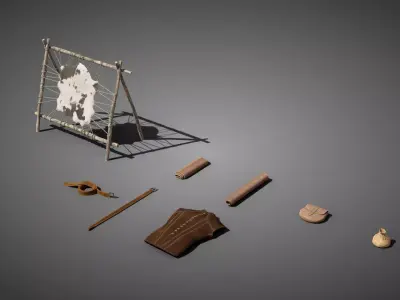 Medieval leatherworker props Low-poly 3D model