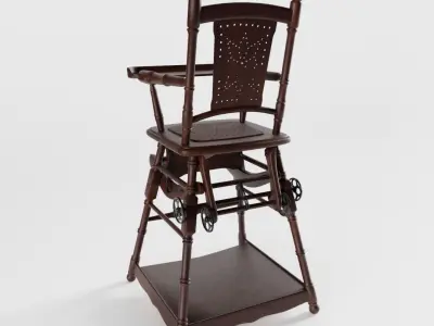 Antique Childrens High Chair 3D model