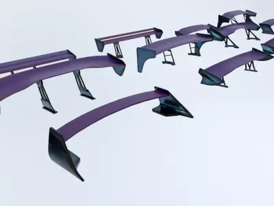 Low Poly Spoilers design of futuristic car Low-poly 3D model
