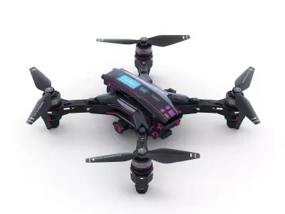 Cyberpunk Recon Drone 3D Model Quadcopter Tech Low-poly 3D model