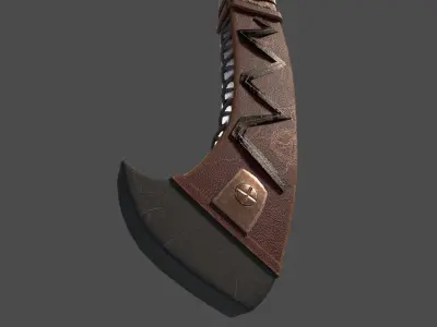 Battle Axe Low-poly 3D model 7