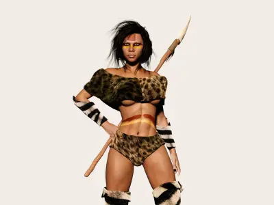 Rigged STONE AGE Female 3D model