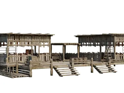 Old Wooden Storage Building 4K Textures GameReady 82 Low-poly 3D model