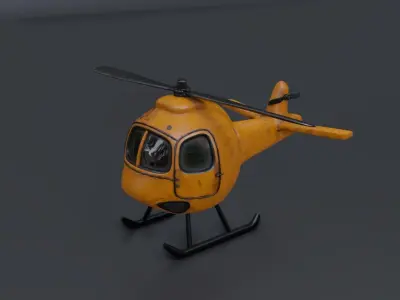 Low Poly Yellow Helicopter 3D Model for Game Ready Low-poly 3D model