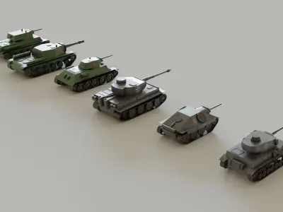 Tanks Pack Low-poly 3D model