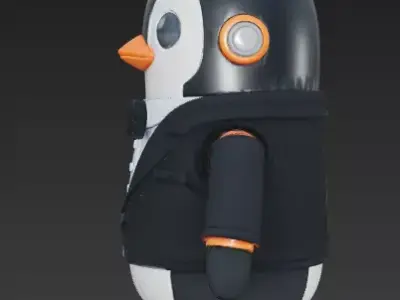 Realistic Robotic Penguin in Tuxedo 3D Model Low-poly 3D model