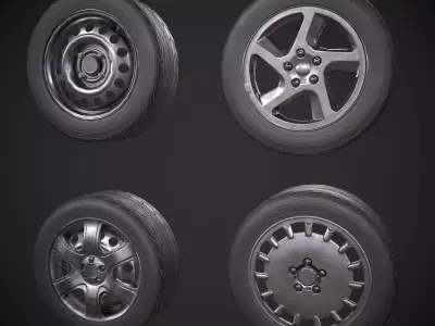 Various Car Tires Low-poly 3D model
