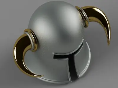 Helmet with golden horns 3D model