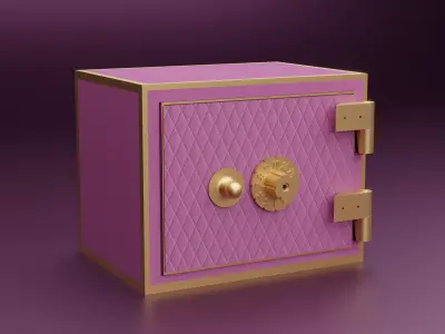 Luxury Pink  Vault Safe Low-poly 3D model