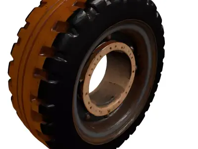 Industrial Rusty Heavy Duty Tire Wheel 3D model