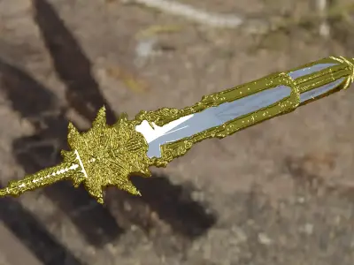 Sword Blade of olimpus Free gold highpoly  Free 3D model