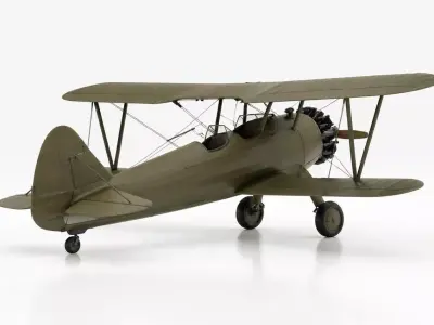 Vintage Military Biplane 3D model