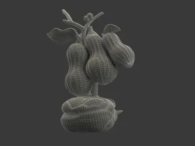 hinese golden peanut display stand figure  Low-poly 3D model