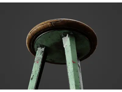 Old Industrial Workshop Bar Stool Chair 3D model