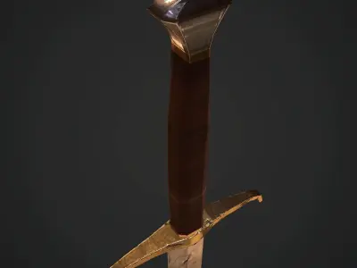 Sword Low-poly 3D model 7