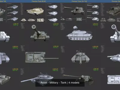 Asset 03 - Military - 04 3D Model Tank 3D Model Pack