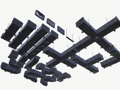 Modular ventilation Low-poly 3D model order