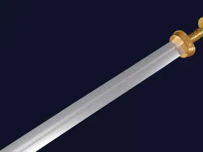 Caroling sword with Langsax handle Low-poly 3D model